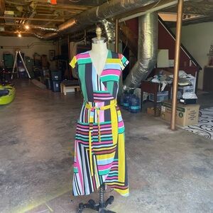 Madison White Black Sundress V-Neck Sleeveless